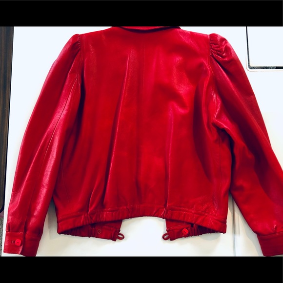 Neiman Marcus designer Red Florentine leather bomber Jacket sz EU 44/ US S-M - Picture 10 of 14